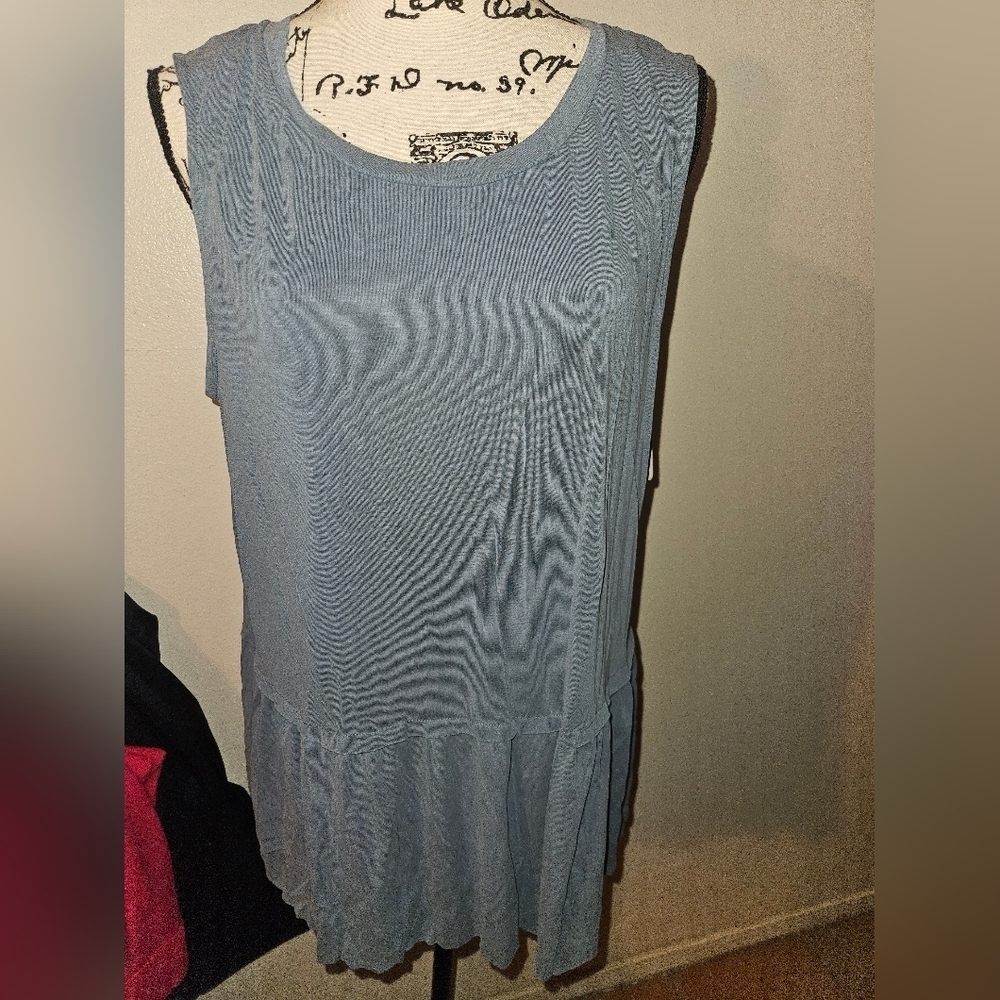 Mota Womans Sleeveless Blue Tunic Top Size Xl